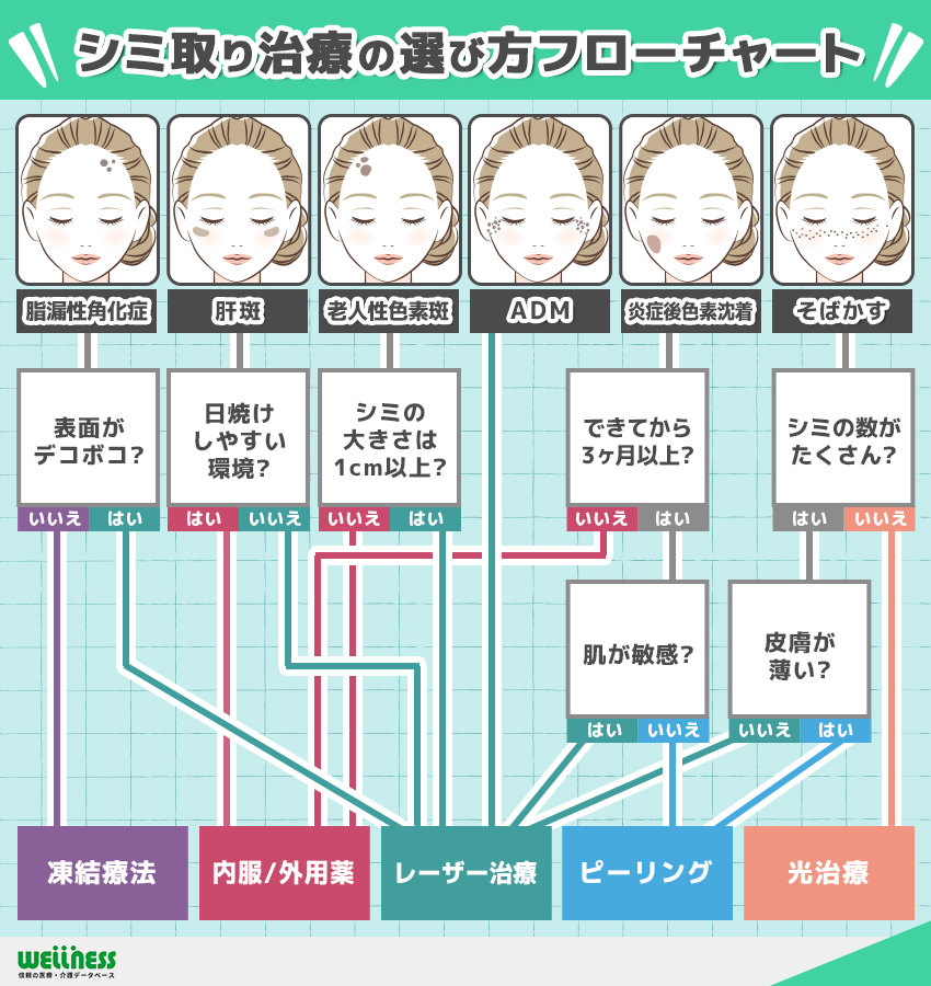 シミ取り治療の種類と選び方